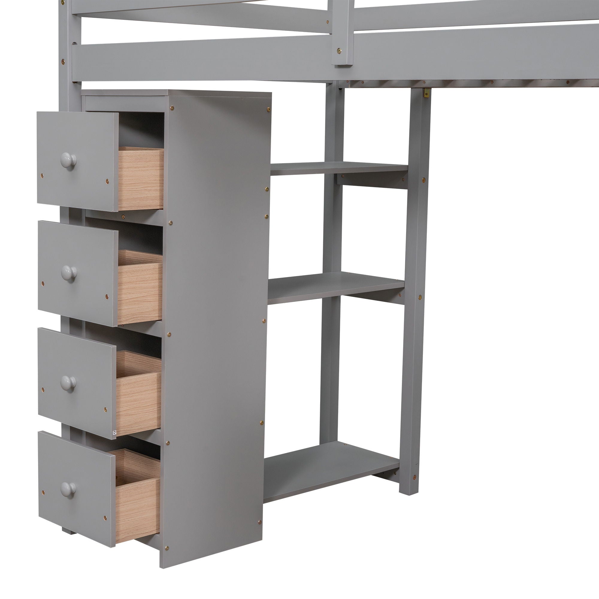 Loft Bed With Storage Drawers, Desk And Stairs With Shelves by HouseOfZazla