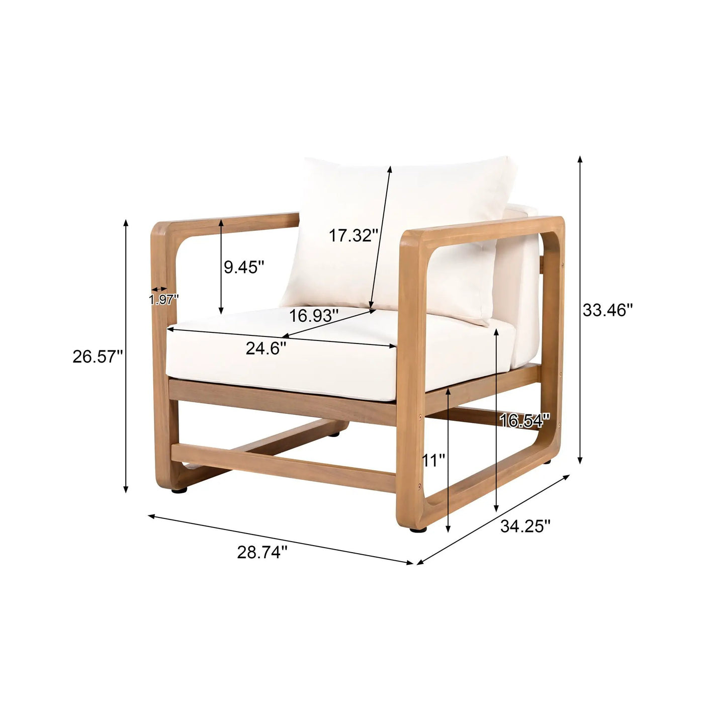 Outdoor Lounge Chair With Oversized Cushion Set For Patio by HouseOfZazla