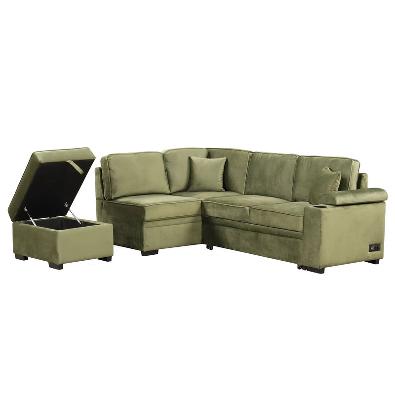 Sleeper Sofa Bed, 2 In 1 Pull Out Sofa Bed L Shape Couch With Storage Ottoman For Living Room, Bedroom Couch And Small Apartment by HouseOfZazla