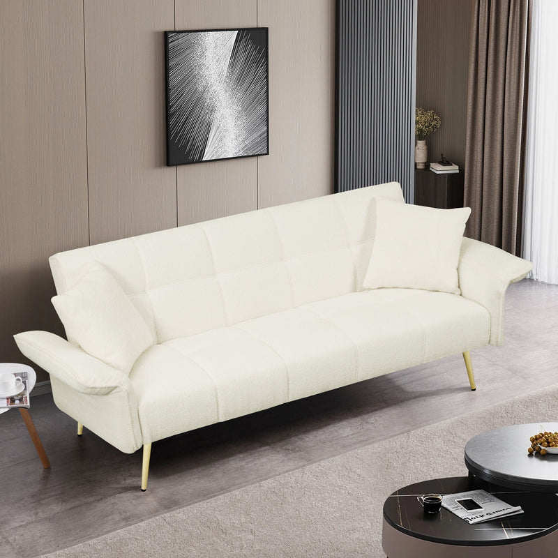 Convertible Double Futon Sofa Bed With Folding Armrests For Living Rooms by HouseOfZazla