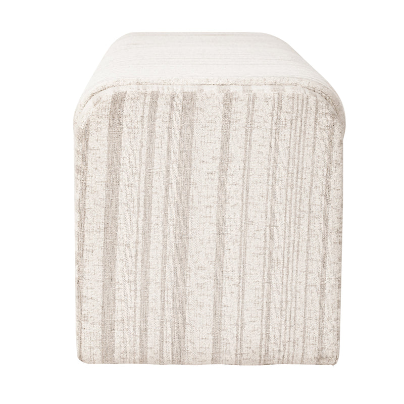 62.2 Inch Striped Upholstered Ottoman Bench with Thick Linen-Blend Upholstery - Striped, photo 9 of 10
