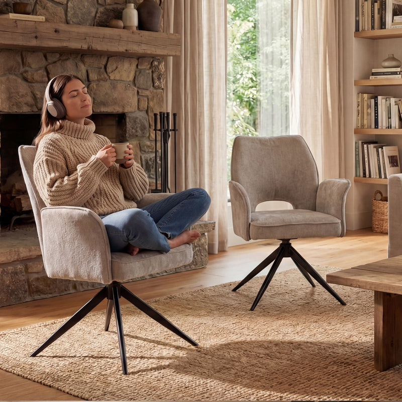 Gray Dining Chair Set with 360° Rotation and Soft Cushion - Set of 2, photo 13 of 14