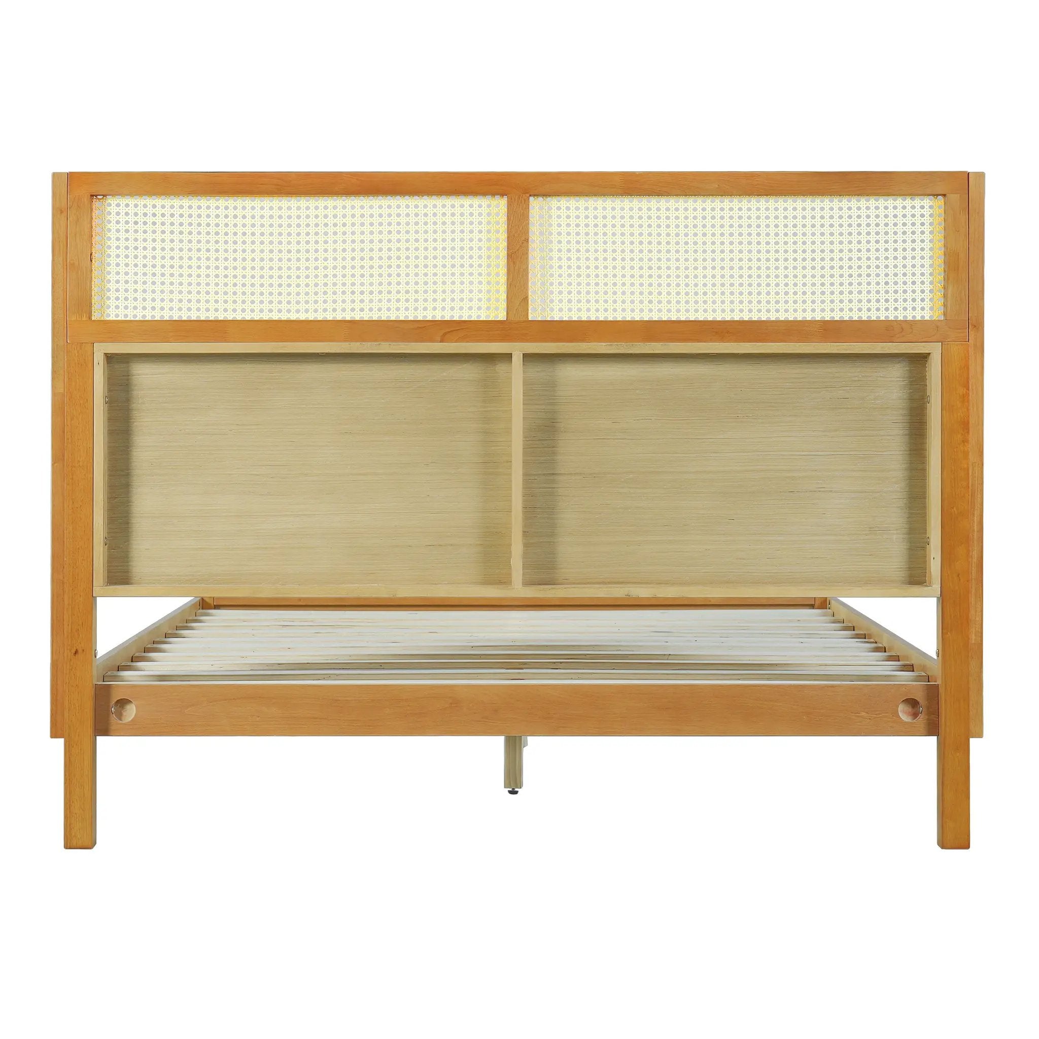 Premium Rubber Wood Platform Queen Bed Frame with Headboard by HouseOfZazla