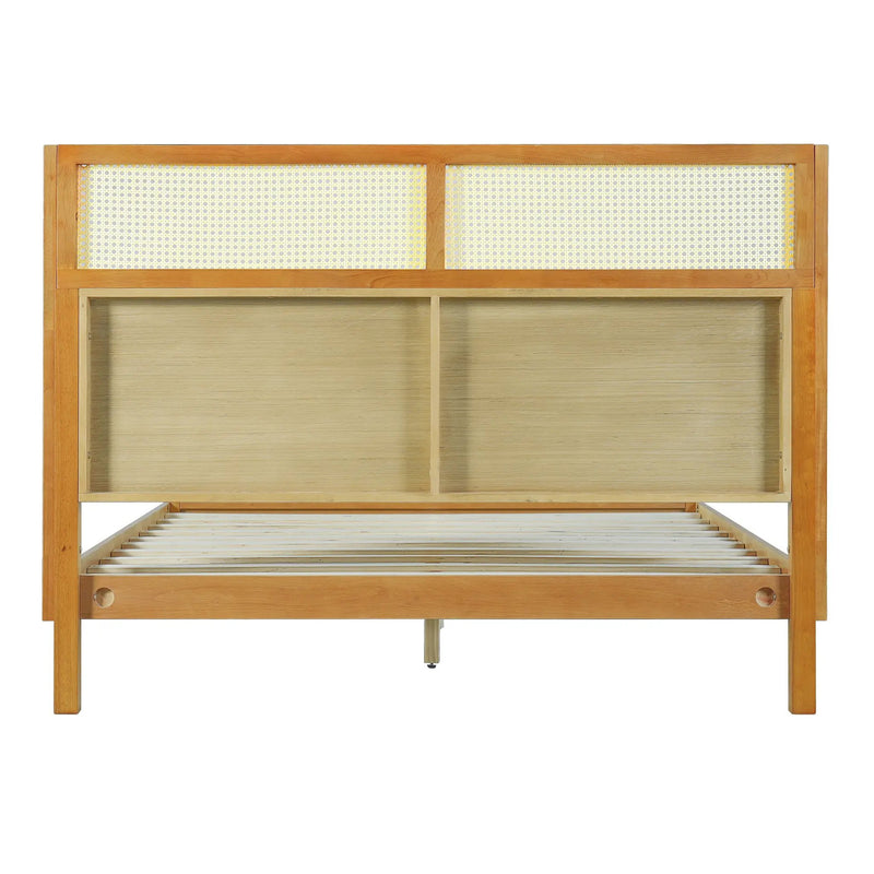 Premium Rubber Wood Platform Queen Bed Frame with Headboard by HouseOfZazla
