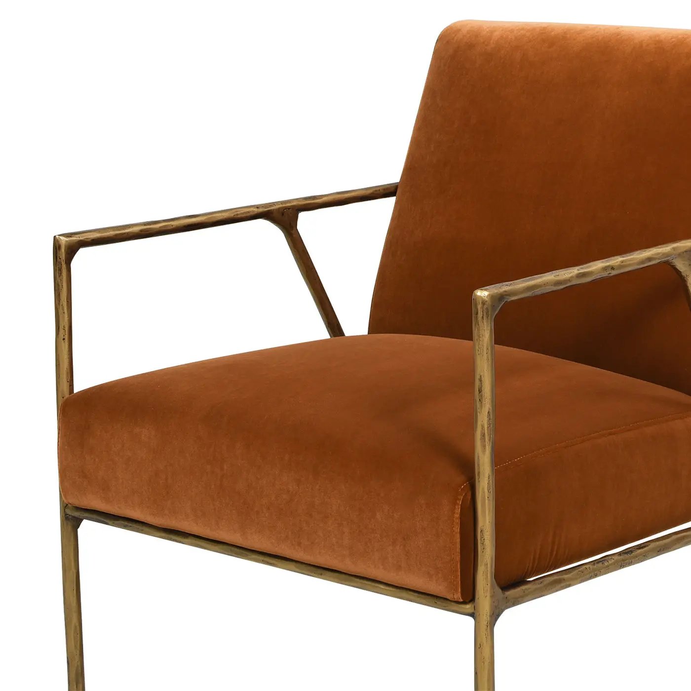 Aerin - Hammered Brass Upholstered Accent Arm Chair by HouseOfZazla