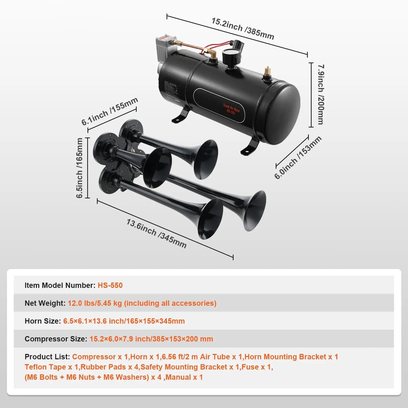 Train Horns Kit, 4 Trumpet Air Horn Kit, 150dB for Pickup Trucks by HouseOfZazla