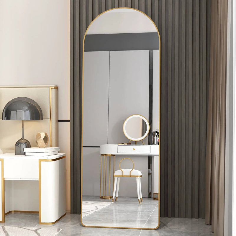 The 4th Generation Floor Mounted Full Length Mirror with Gold Frame by HouseOfZazla