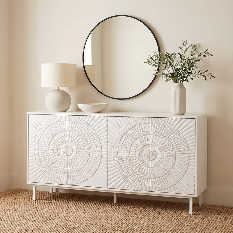 Shabby Chic Wood Sideboard Buffet with Storage Hutch - White, photo 4 of 10