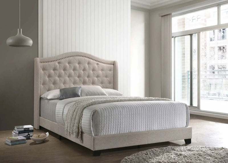 Sonoma Upholstered Full Wingback Bed Beige by Unique Piece Furniture