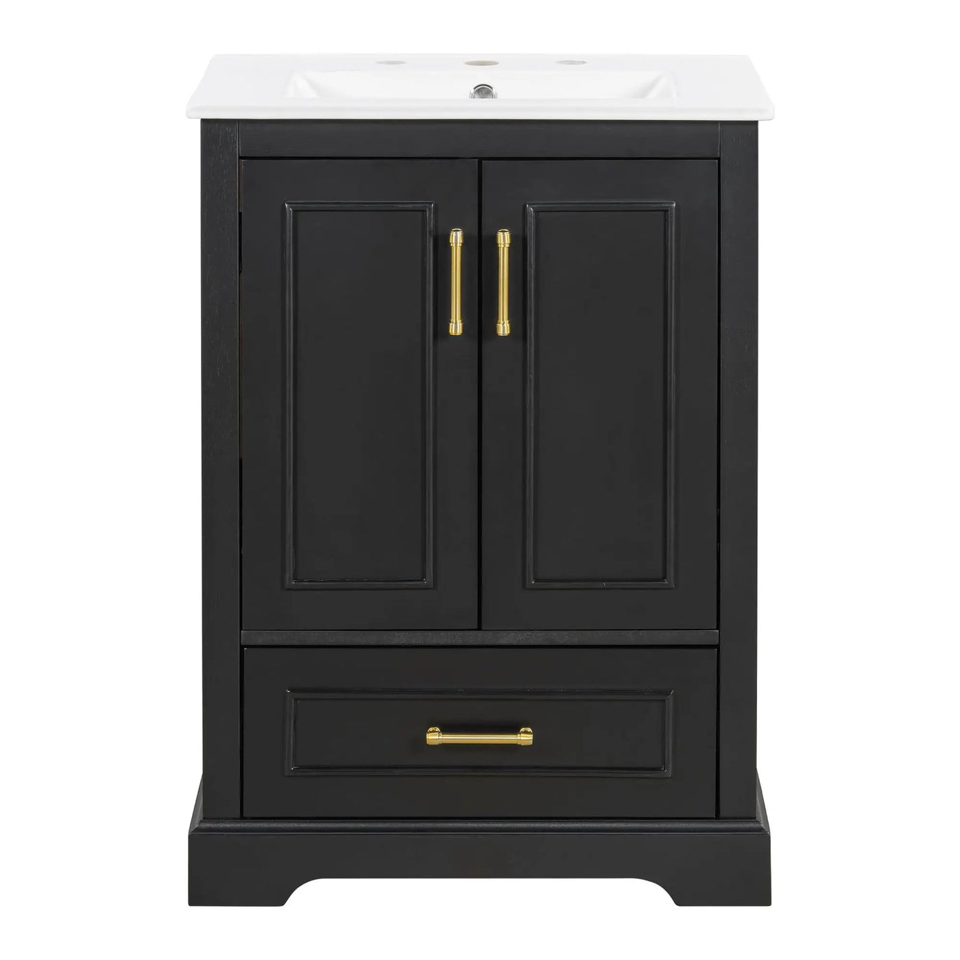Bathroom Vanity With Sink, 1 Divided Drawer And 2 Soft Close Doors With Double Shelf by HouseOfZazla