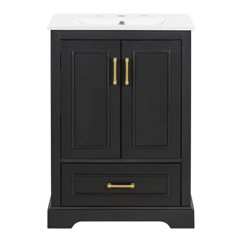 Bathroom Vanity With Sink, 1 Divided Drawer And 2 Soft Close Doors With Double Shelf by Unique Piece Furniture