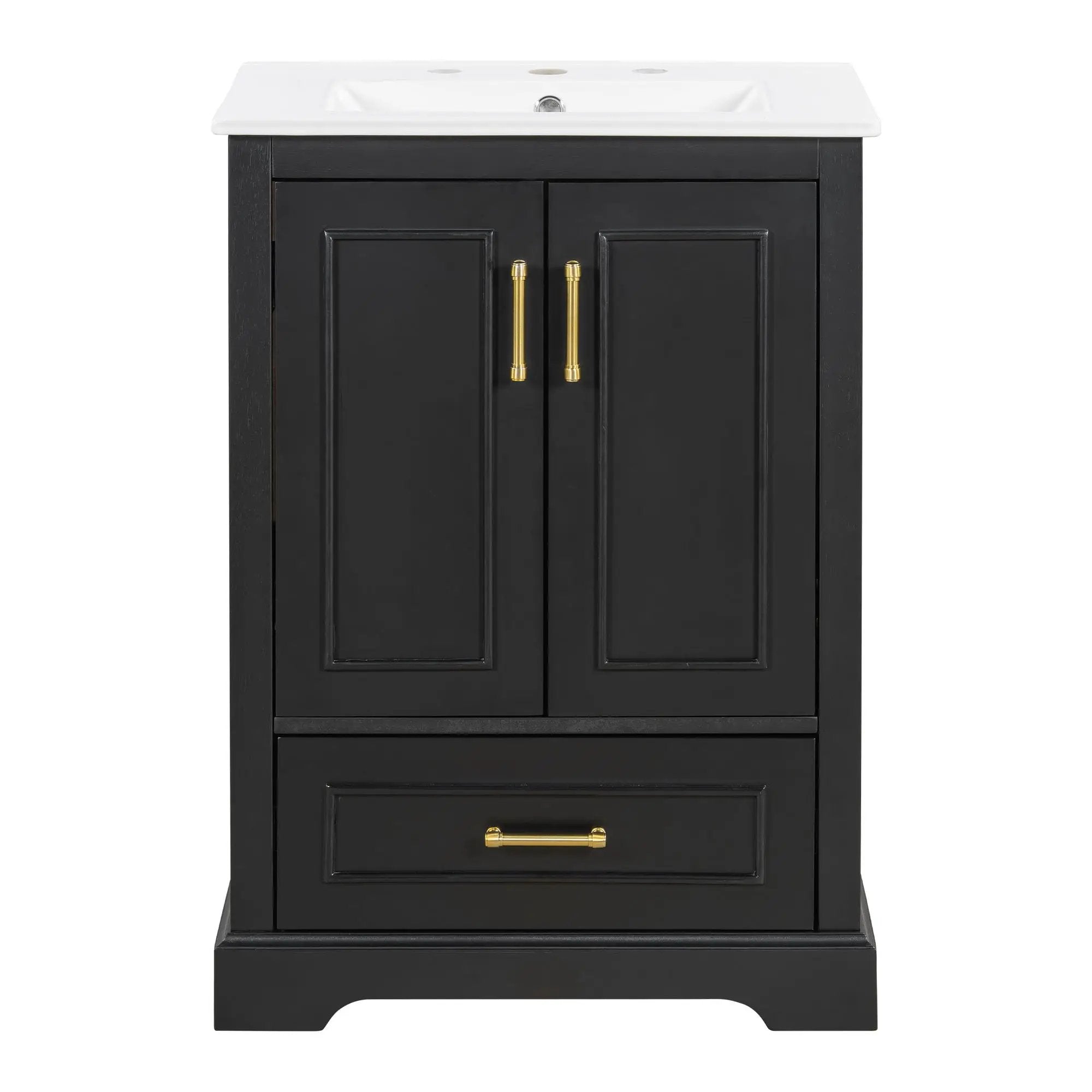 Bathroom Vanity With Sink, 1 Divided Drawer And 2 Soft Close Doors With Double Shelf