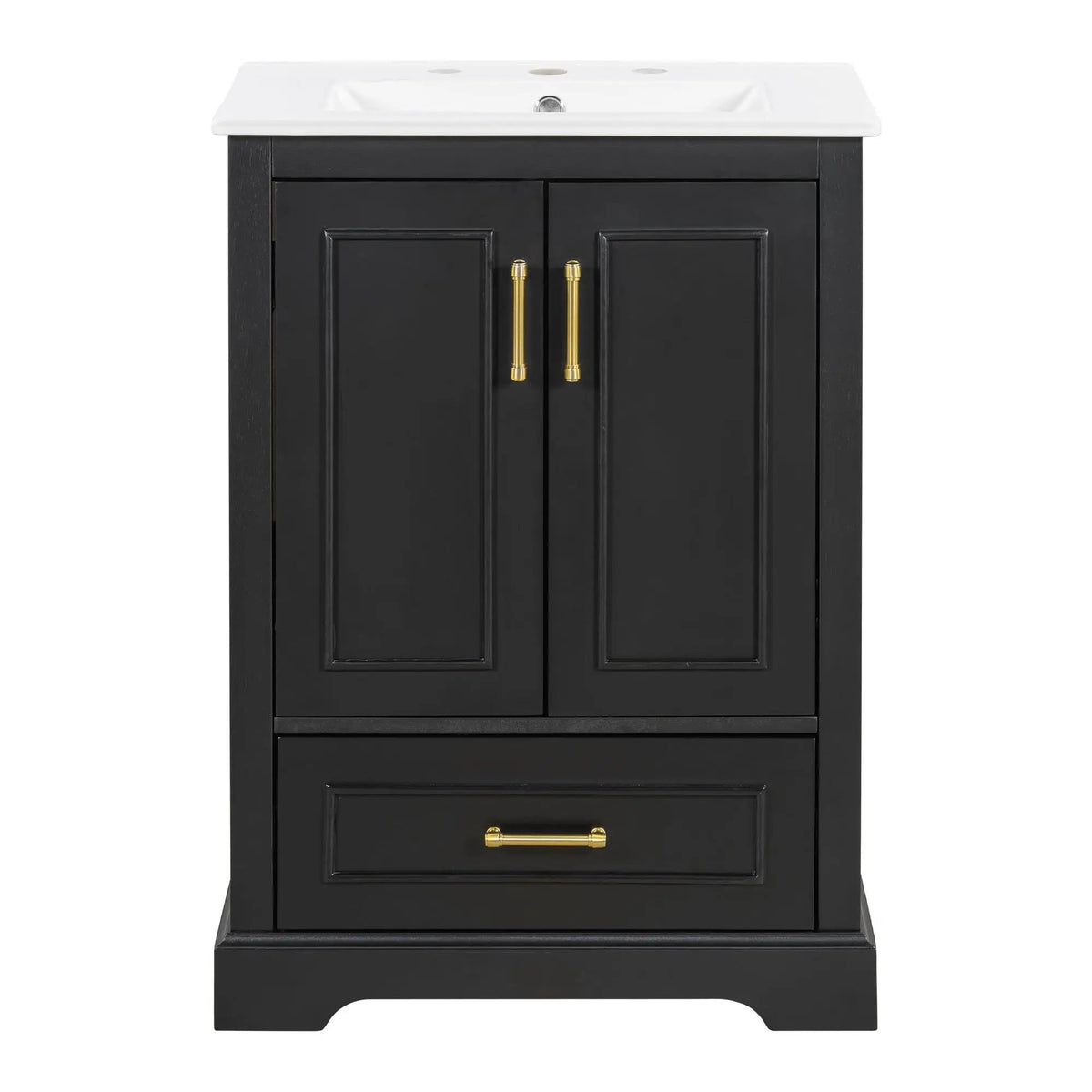 Bathroom Vanity With Sink, 1 Divided Drawer And 2 Soft Close Doors With Double Shelf