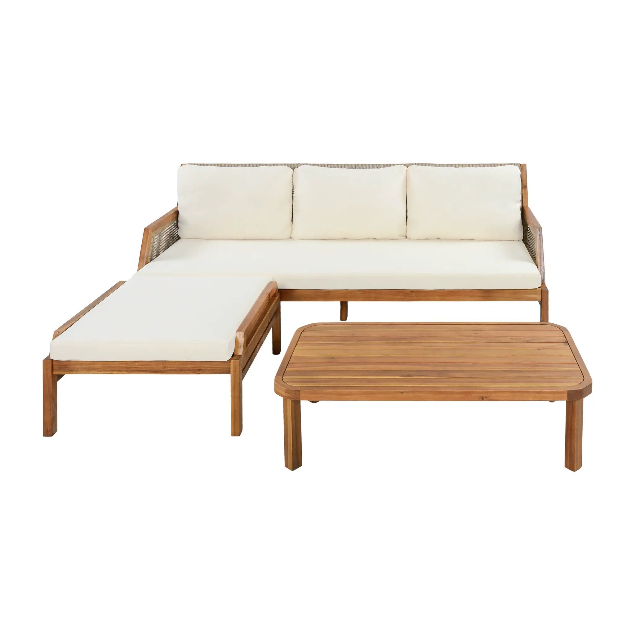 3 Piece Acacia Wood Patio Furniture Set with Coffee Table by HouseOfZazla