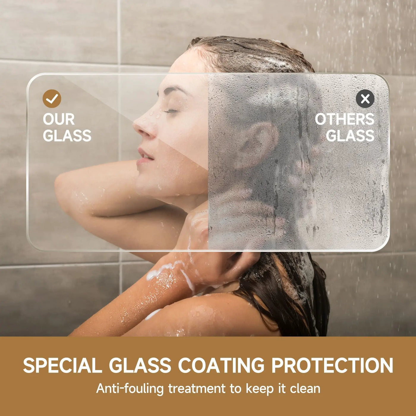 Aluminum Frame Double Double Soft Close Shower Door, Tempered Glass And Dual Stainless Steel Handles by HouseOfZazla