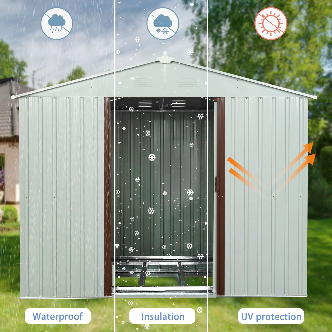 88.98" Outdoor Metal Storage Shed With Window by HouseOfZazla