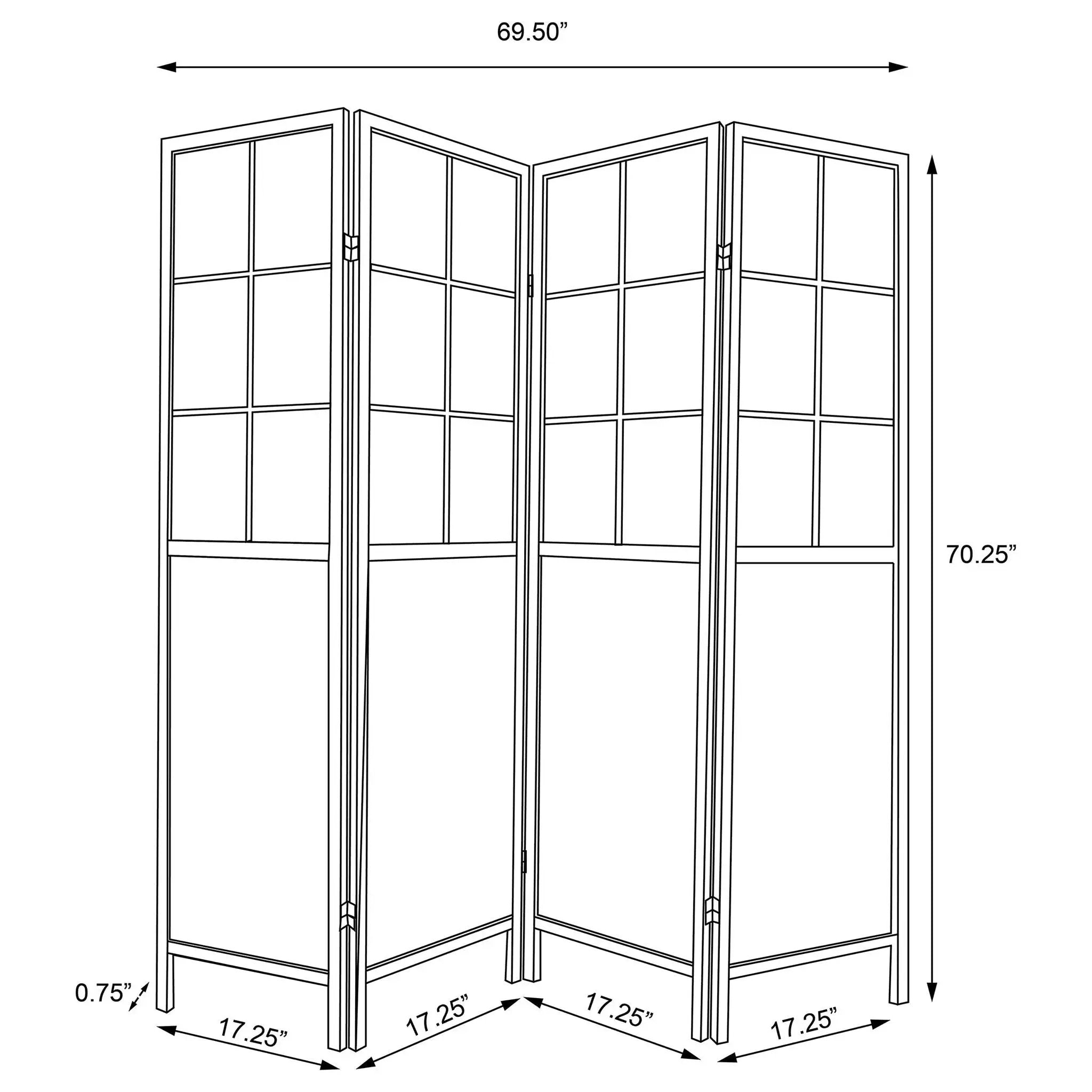 Edwards 4-Panel Room Divider Folding Shoji Screen Natural by Unique Piece Furniture
