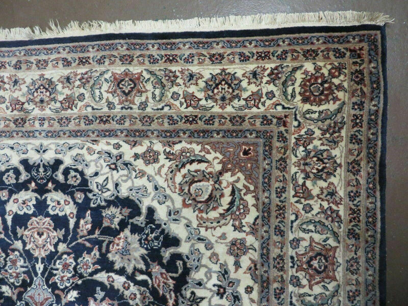4' X 7' Vintage Handmade India Wool Silk Accent Rug Hand Knotted Black Organic by Jewel Rugs