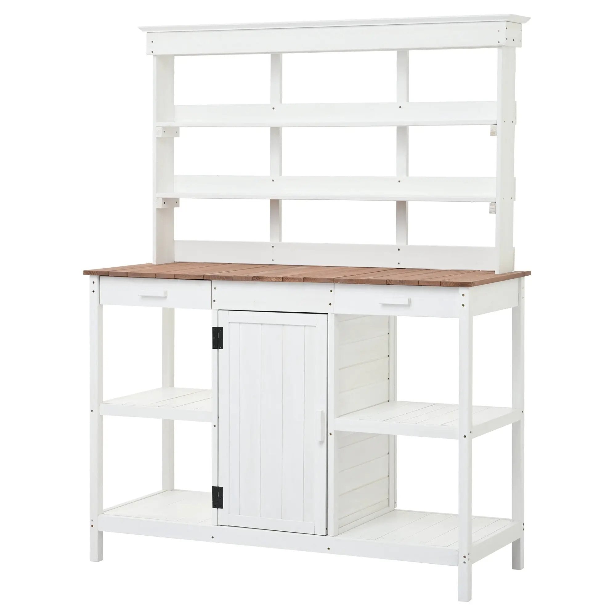 Topmax 66" Large Outdoor Farmhouse Wooden Potting Bench Table by HouseOfZazla