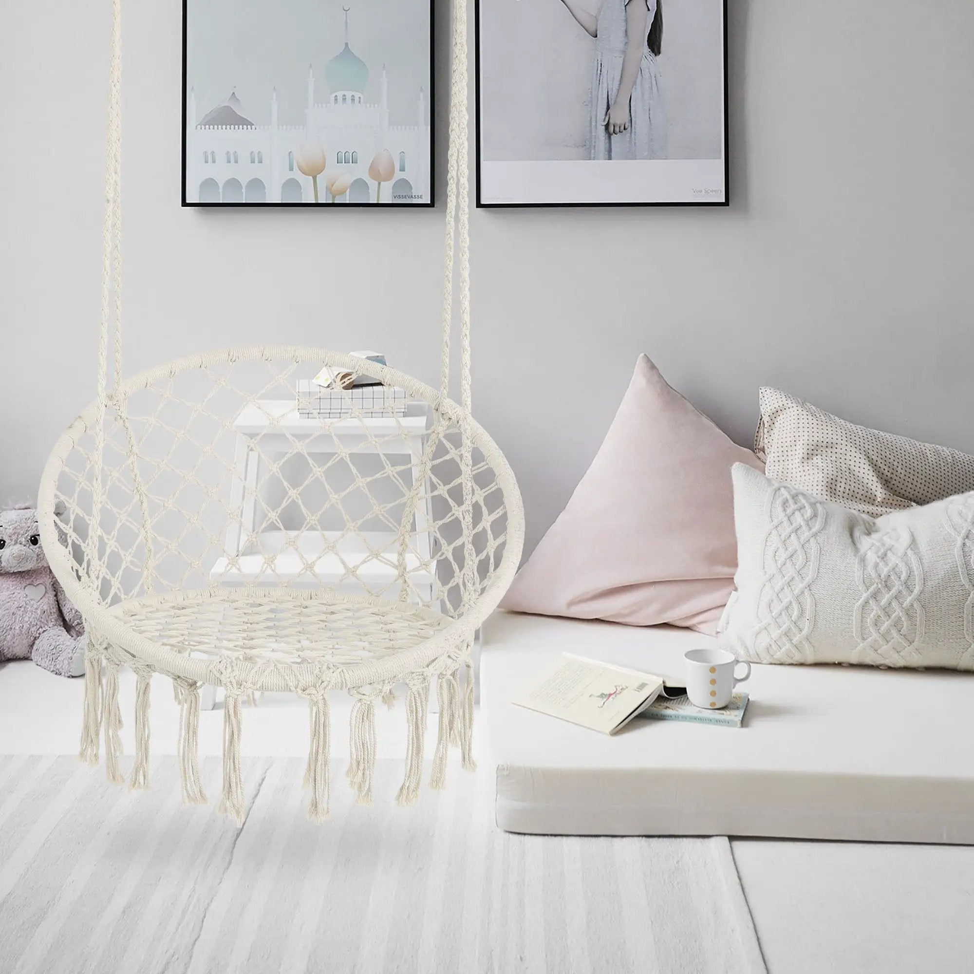 Macrame Hanging Hammock Chair, Rope Swing For Indoor And Outdoor Use by Unique Piece Furniture