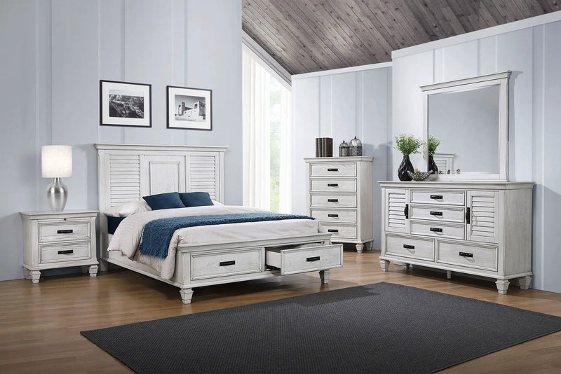 Franco 5-drawer Bedroom Chest Distressed White by Unique Piece Furniture