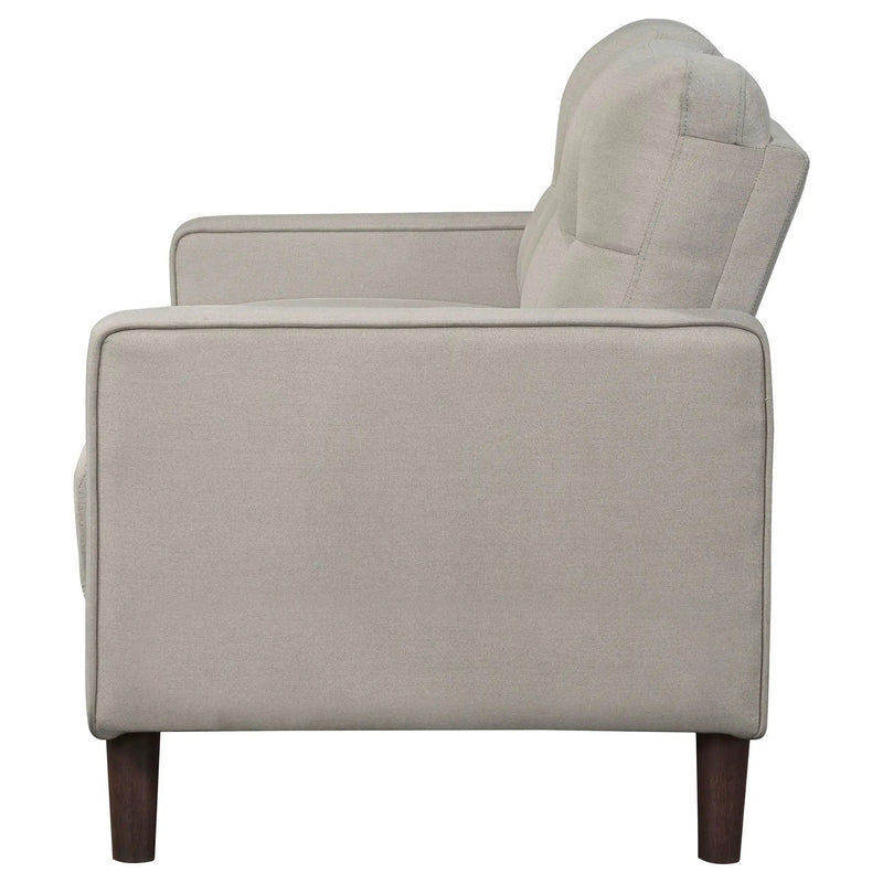 Bowen Upholstered Track Arm Tufted Loveseat Beige by Unique Piece Furniture