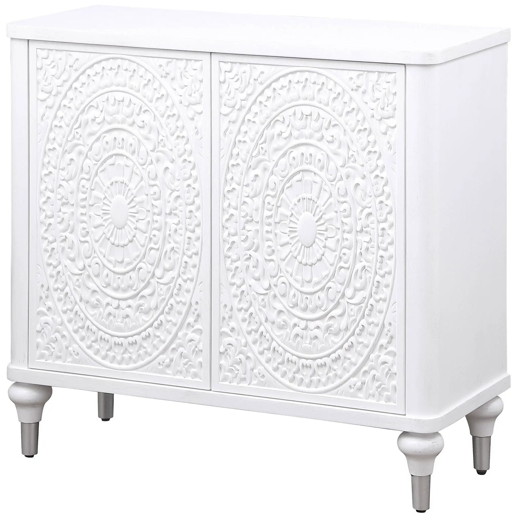 Angus - 2 Door Mandala Accent Cabinet - White by HouseOfZazla