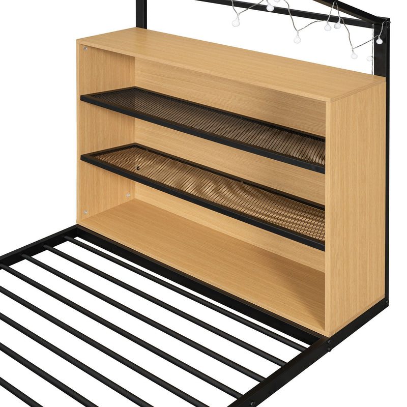 Bed House Frame With Shelves And Lights by HouseOfZazla