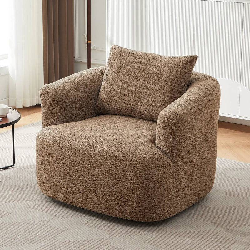 360° Swivel Barrel Sofa Chair With Throw Pillow, Upholstered Accent Chair by HouseOfZazla