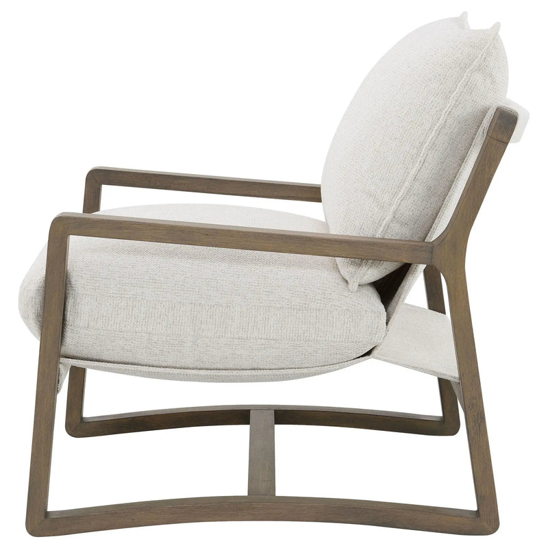 Geneva Boucle Upholstered Wood Arm Accent Chair Sand by Unique Piece Furniture