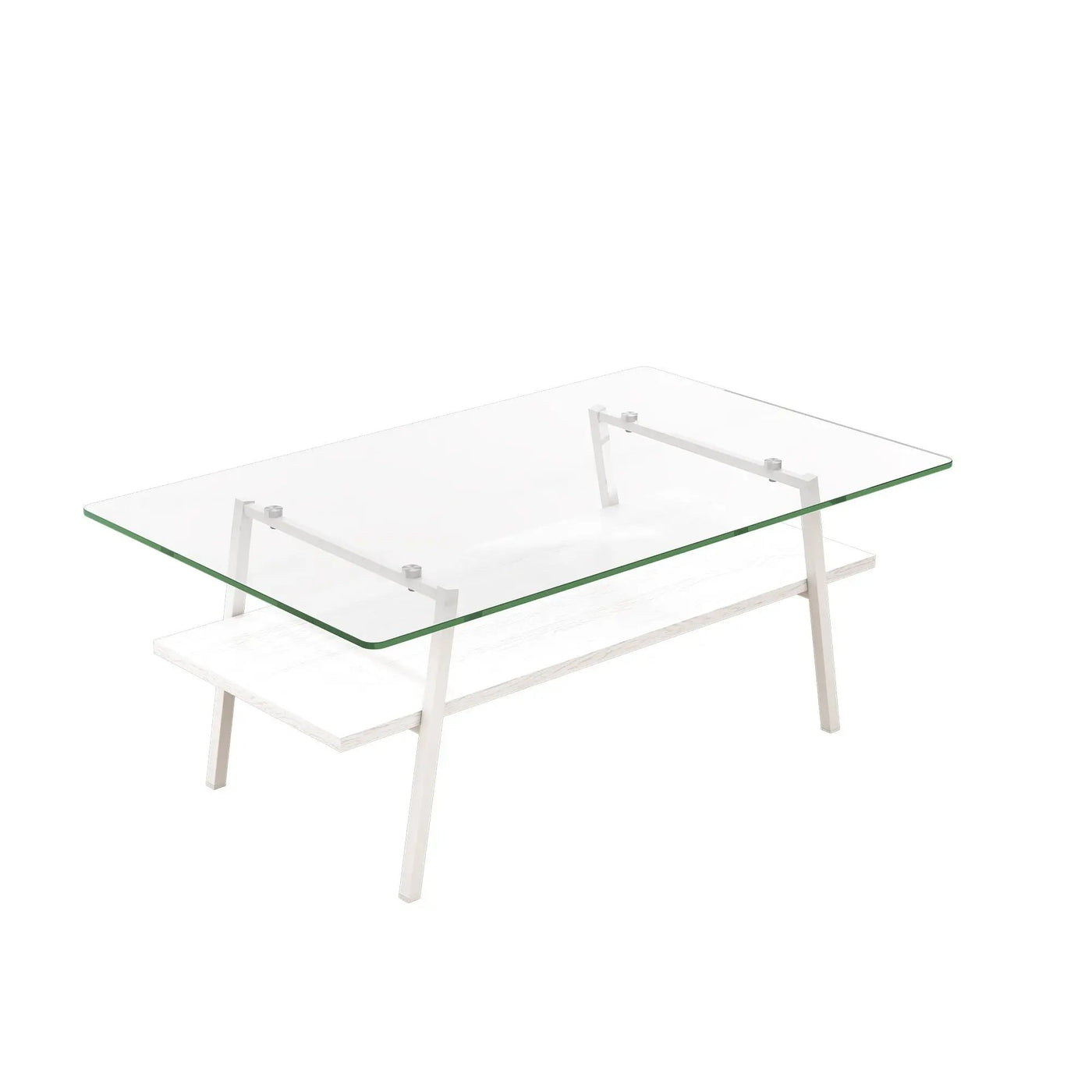 Rectangle Coffee Table, Tempered Glass Tabletop With Metal Legs, Modern Table For Living Room by HouseOfZazla
