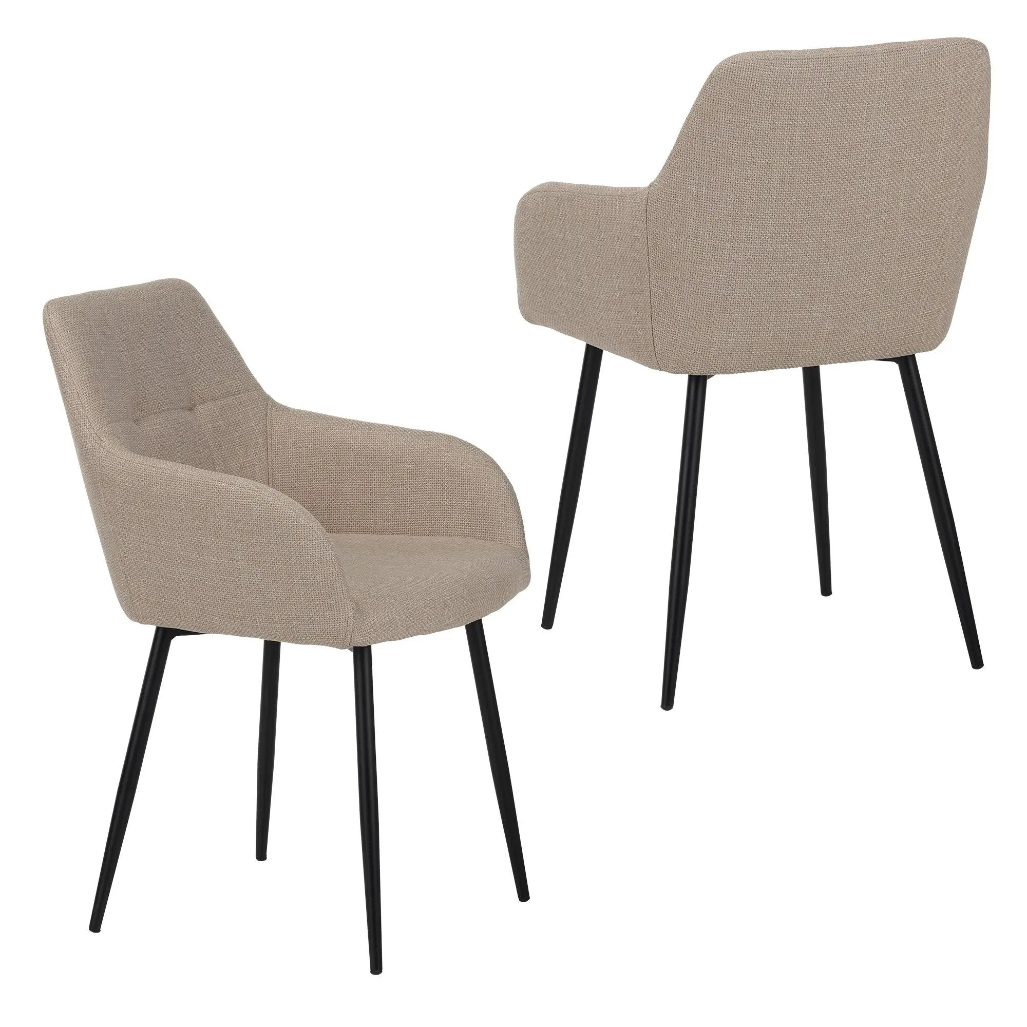 Dining Chair With Backrest And Wide Seat (Set of 2) - Beige by HouseOfZazla