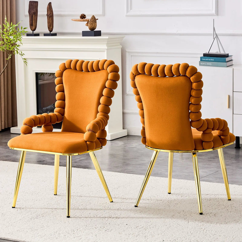 Puffy Bubble, Ball Chain Chair With Armrests For Dining Room (Set of 2) by HouseOfZazla