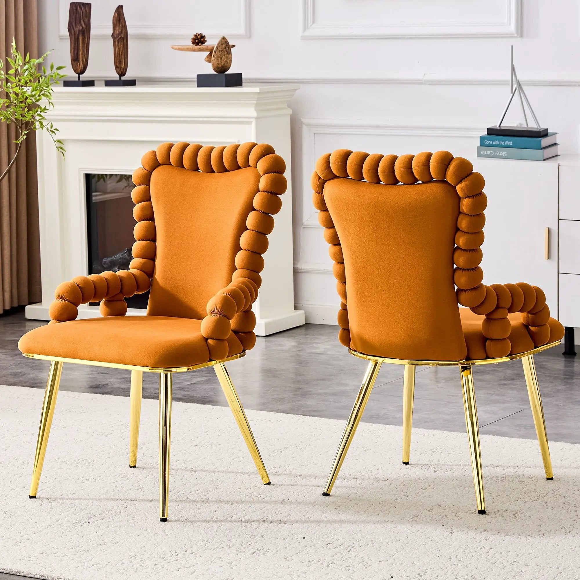 Puffy Bubble, Ball Chain Chair With Armrests For Dining Room (Set of 2) by Unique Piece Furniture