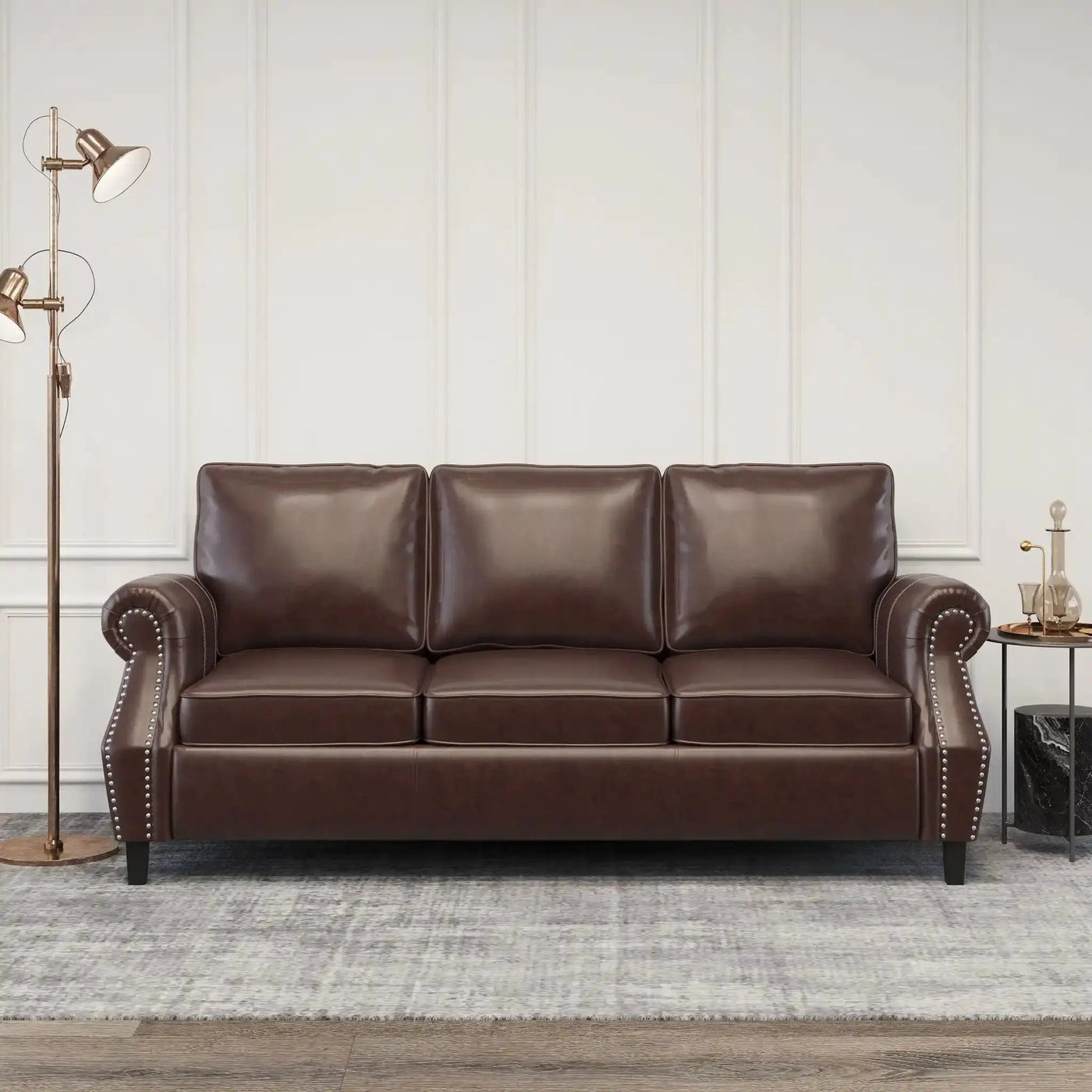Contemporary 3 Seater Sofa With Nailhead Trim by HouseOfZazla