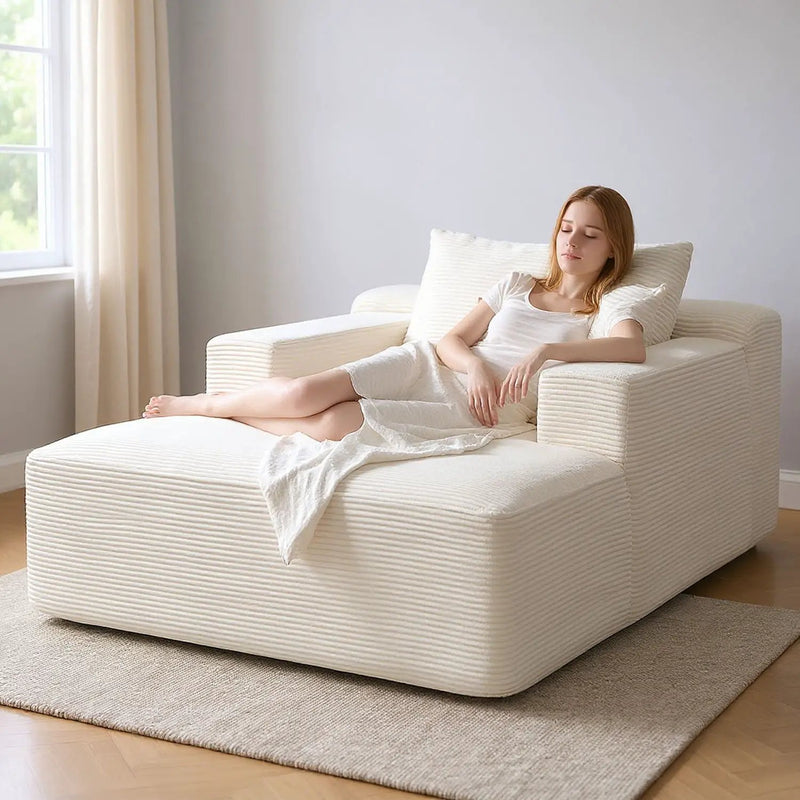 Convertible Chaise Lounge Chair With Wide Armrest & Throw Pillows by HouseOfZazla