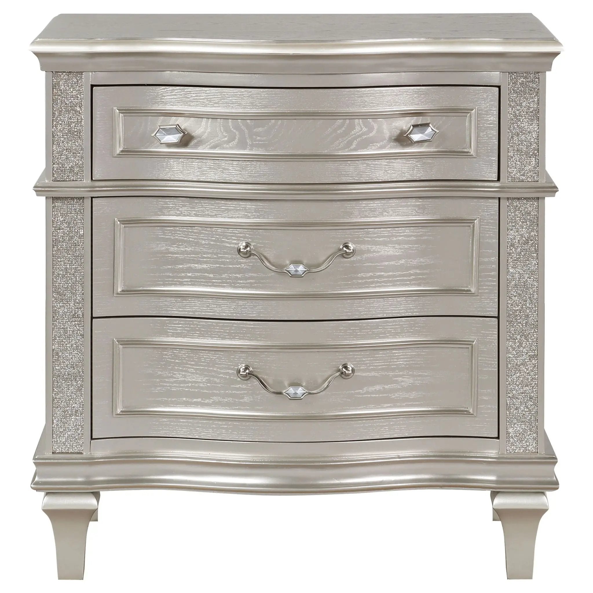 Evangeline 3-drawer Nightstand Silver Oak by Unique Piece Furniture