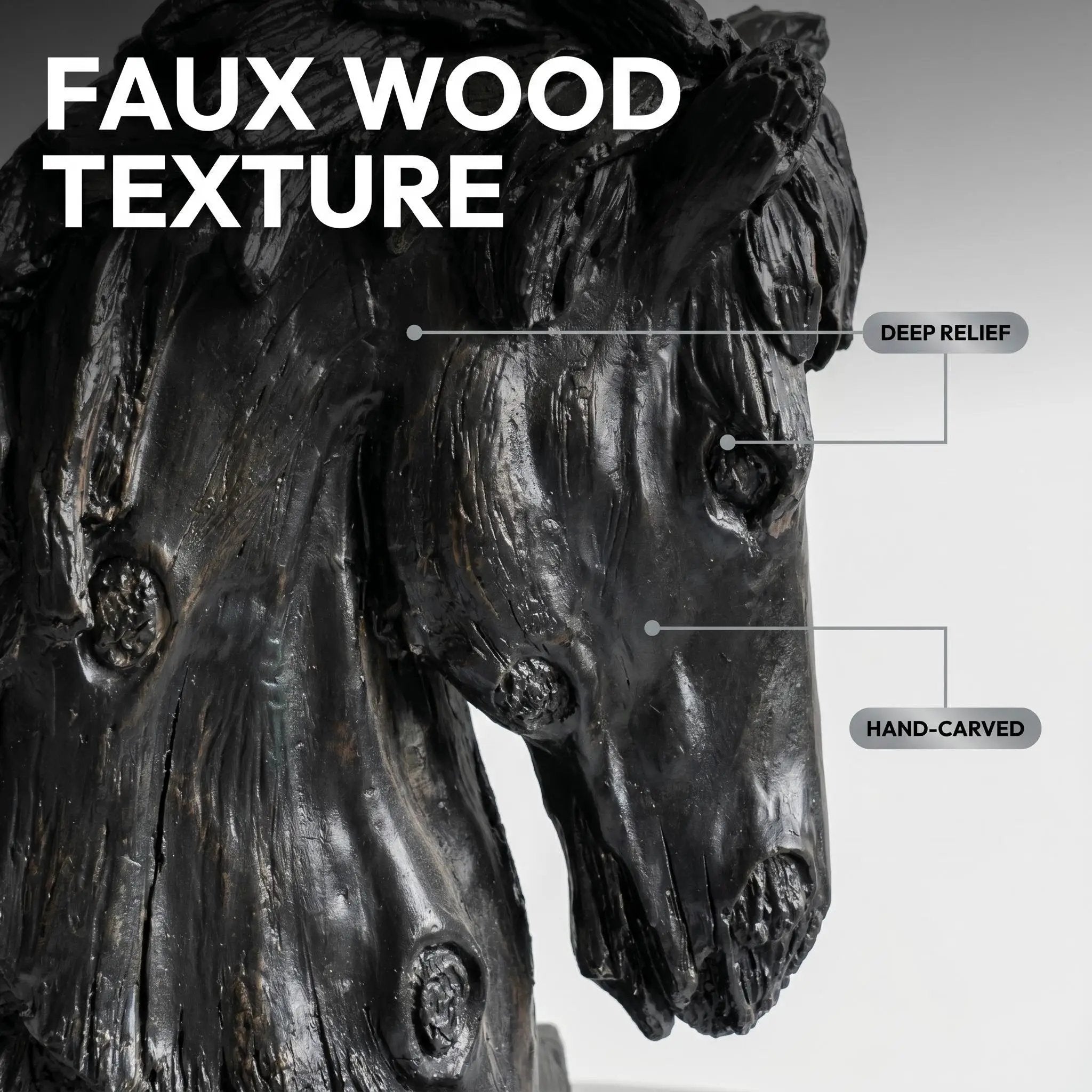Black Rustic Horse Head Sculpture with Base by HouseOfZazla