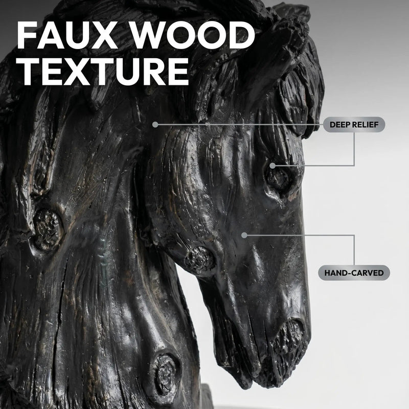 Black Rustic Horse Head Sculpture with Base by HouseOfZazla