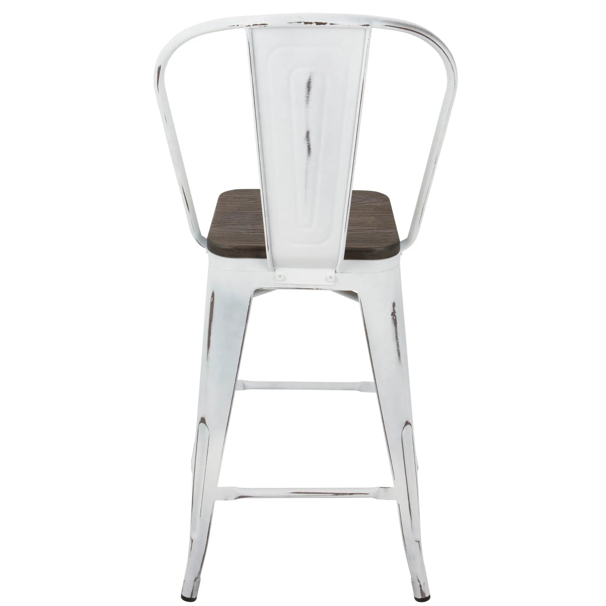Oregon - Industrial High Back Counter Stool (Set of 2) - Vintage White / Espresso by Unique Piece Furniture