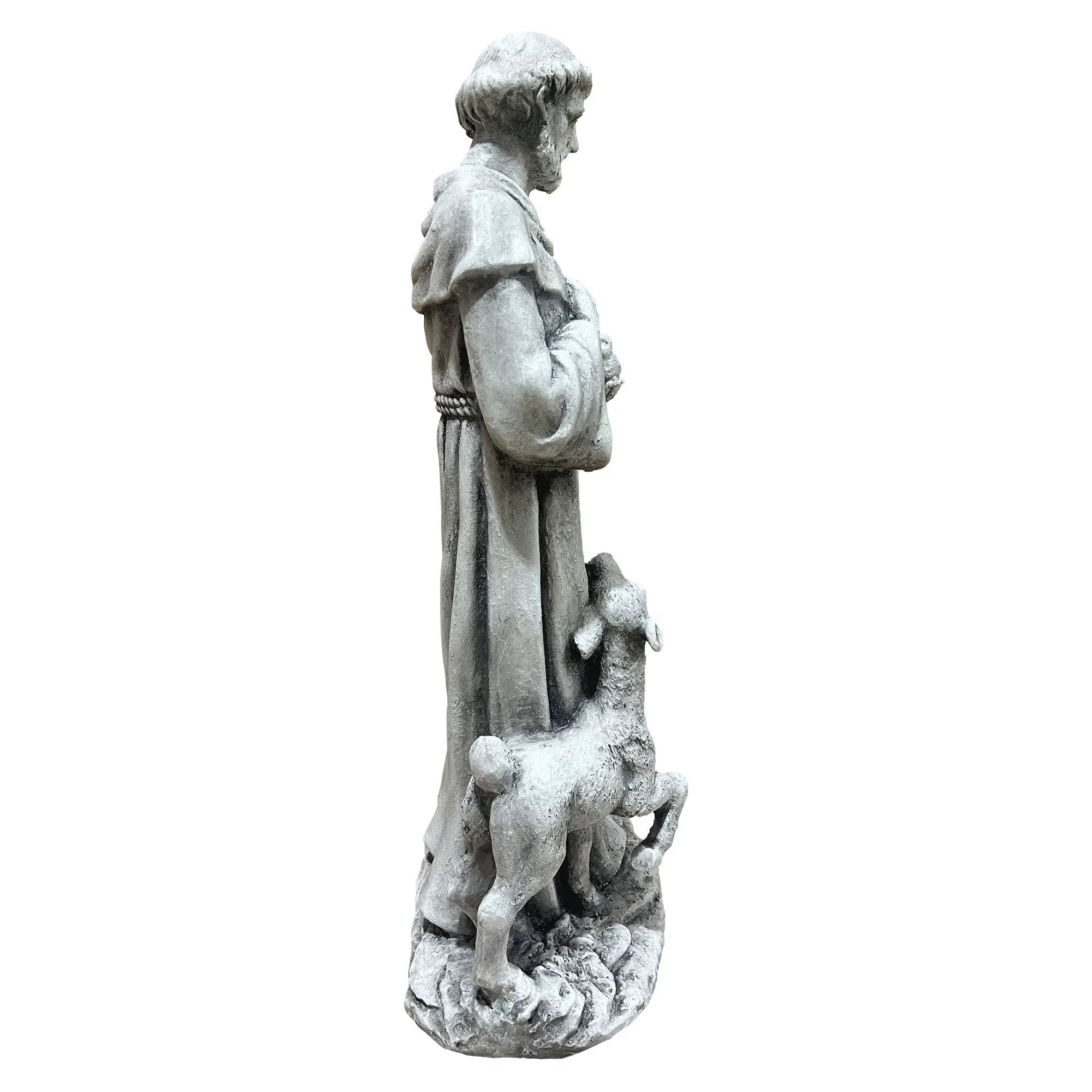 Magnesium Oxide Saint Statue With Lamb Weatherproof Religious Sculpture by HouseOfZazla