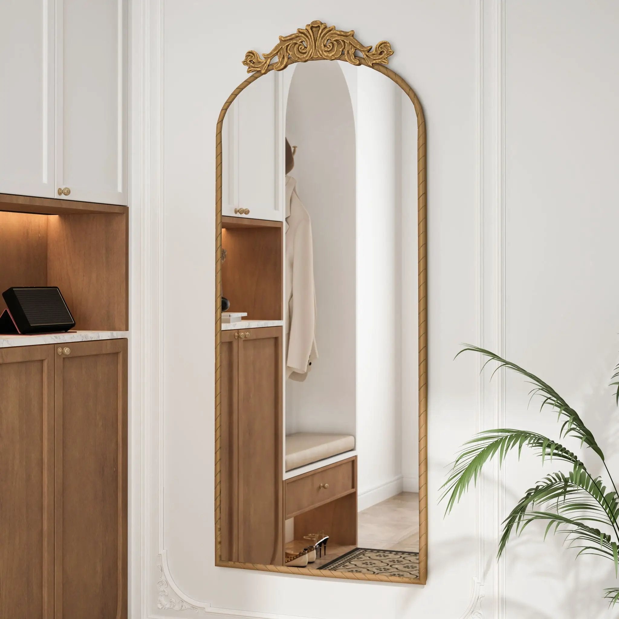 Vintage Arched Full Body Mirror, Wall Mounted For Living Room by HouseOfZazla