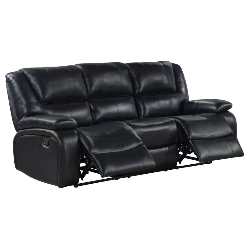 Camila 2-piece Upholstered Reclining Sofa Set Black by Unique Piece Furniture