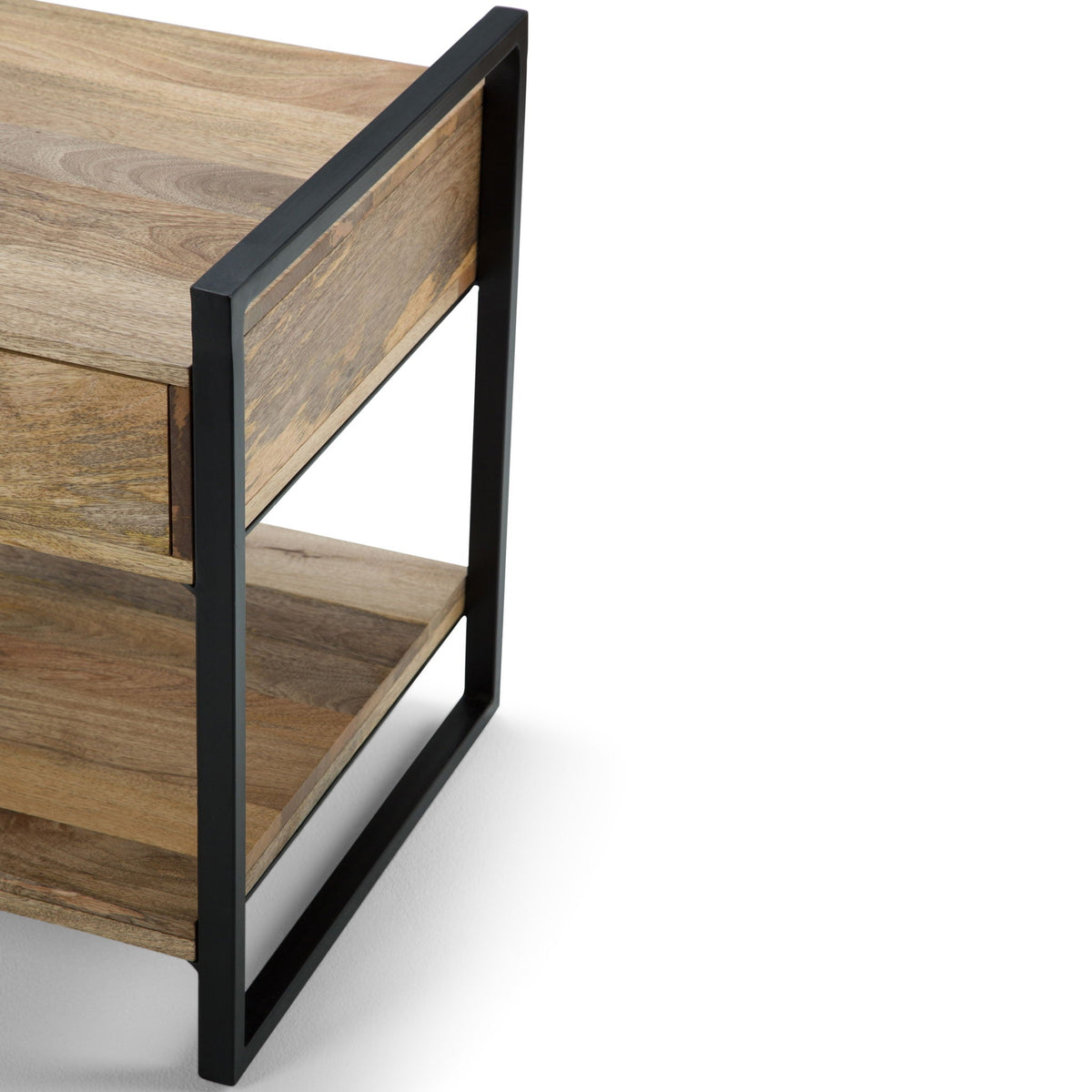 Light Brown End Table or Console Table with Drawer and Shelf - Solid Mango Wood, photo 15 of 16