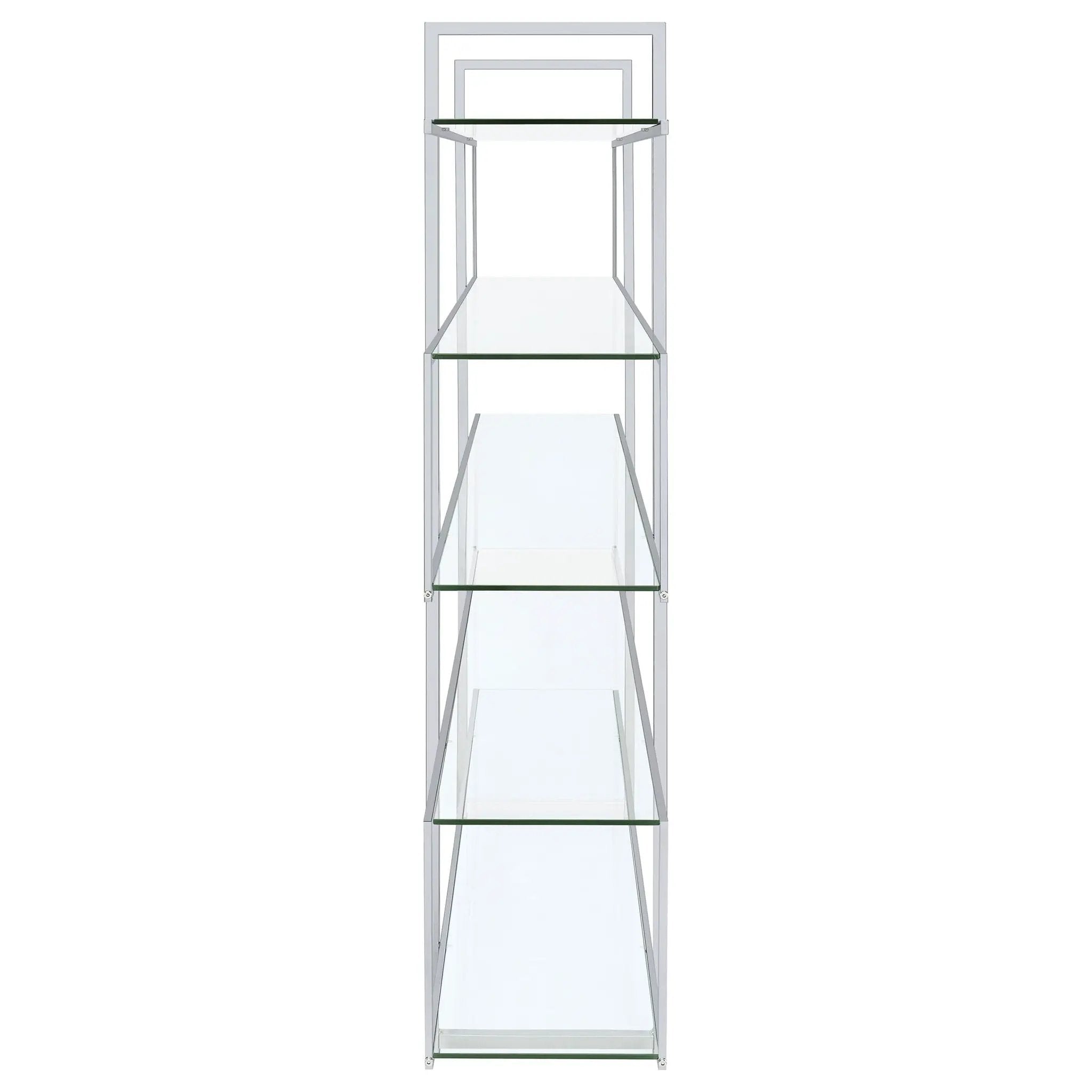 Elmer 63-inch 5-shelf Bookshelf Clear and Chrome by Unique Piece Furniture