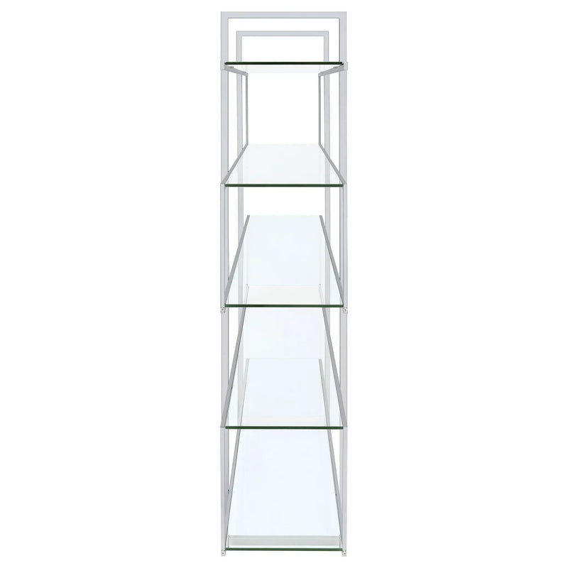 Elmer 63-inch 5-shelf Bookshelf Clear and Chrome by Unique Piece Furniture