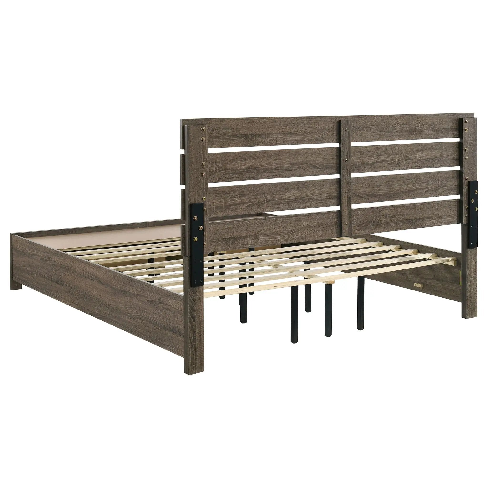 Brantford Wood Eastern King Storage Panel Bed Barrel Oak by Unique Piece Furniture