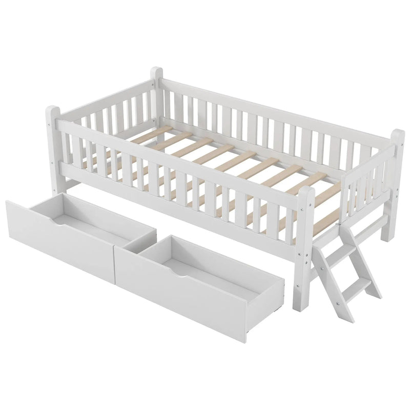 Platform Bed With Guardrail And 2 Drawers by Unique Piece Furniture