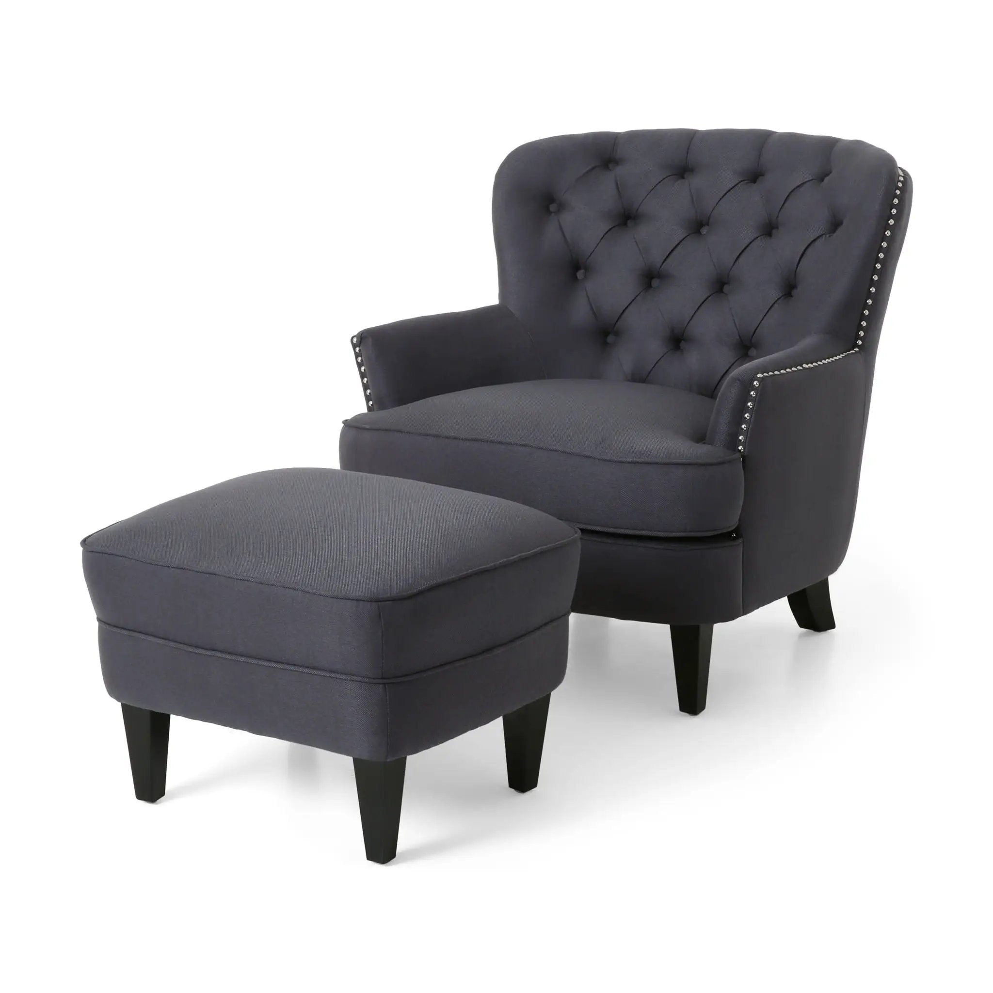 Enchante Living Room Set with Tufted Back Club Chair and Ottoman by HouseOfZazla