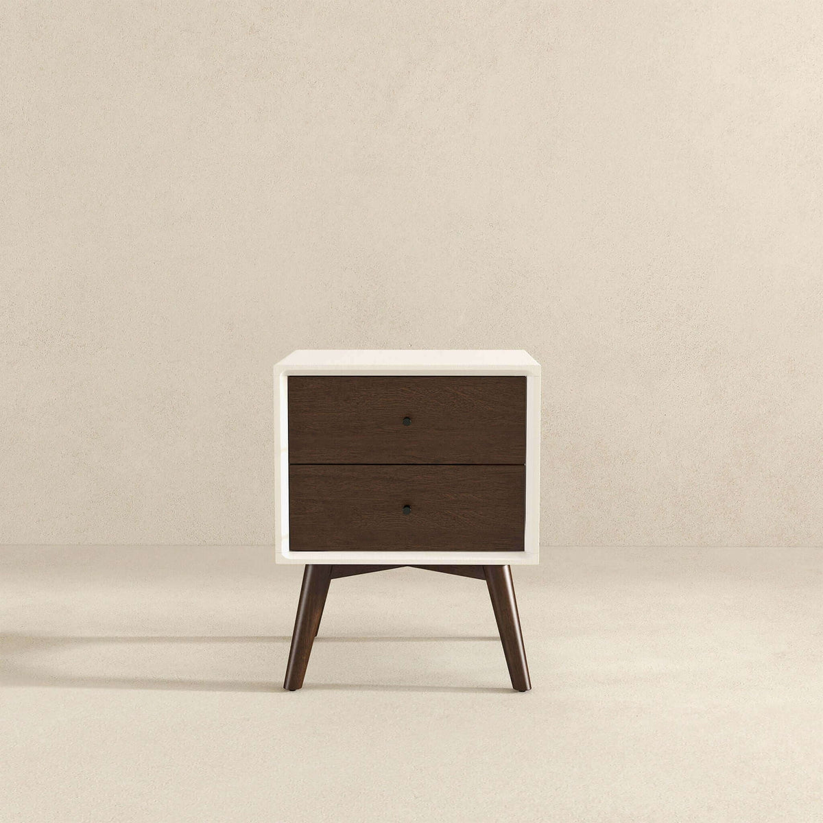 Mid-Century Modern Night Stand with 2 Drawers - Dark Brown or White, photo 30 of 30